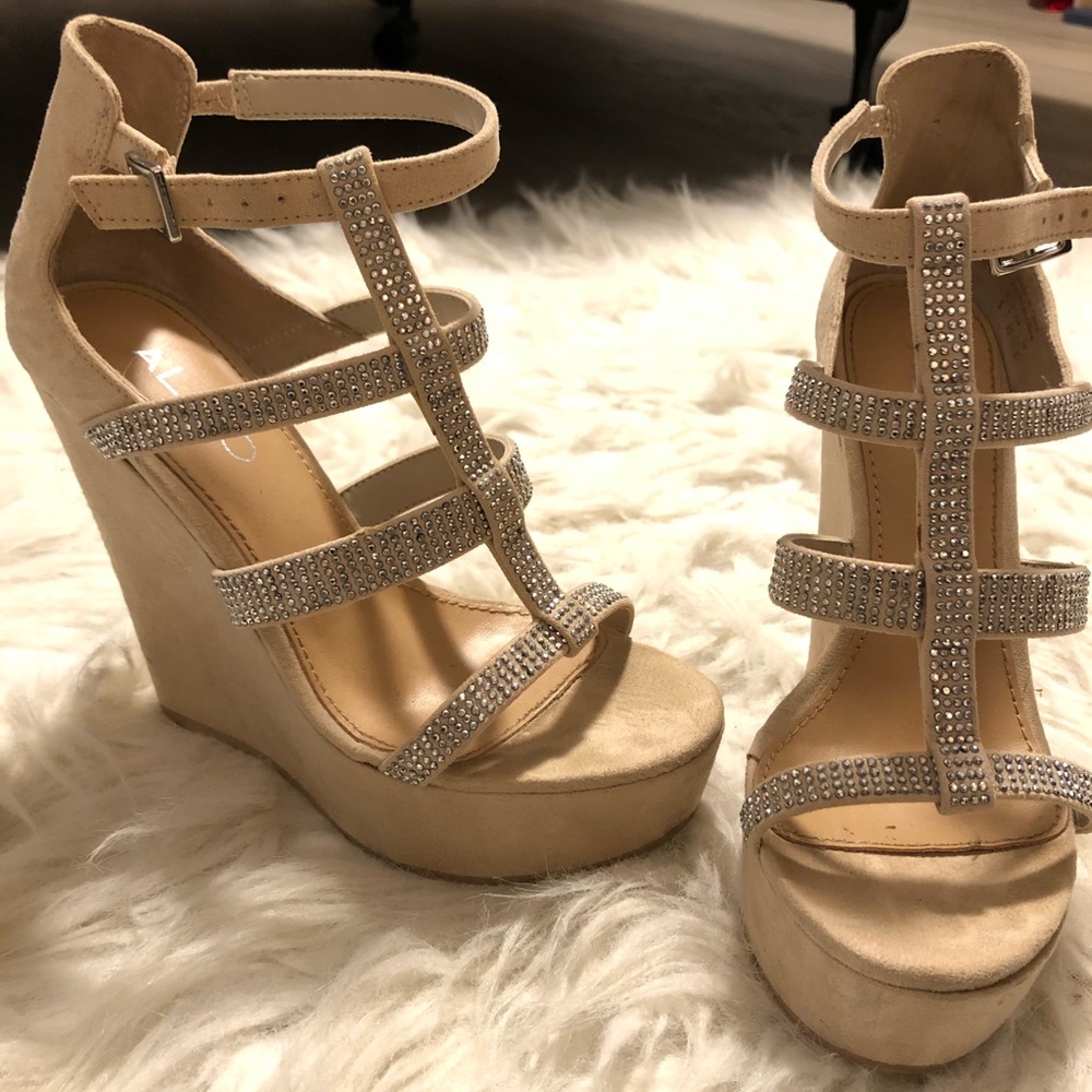 Aldo Nude Wedge Party Heels